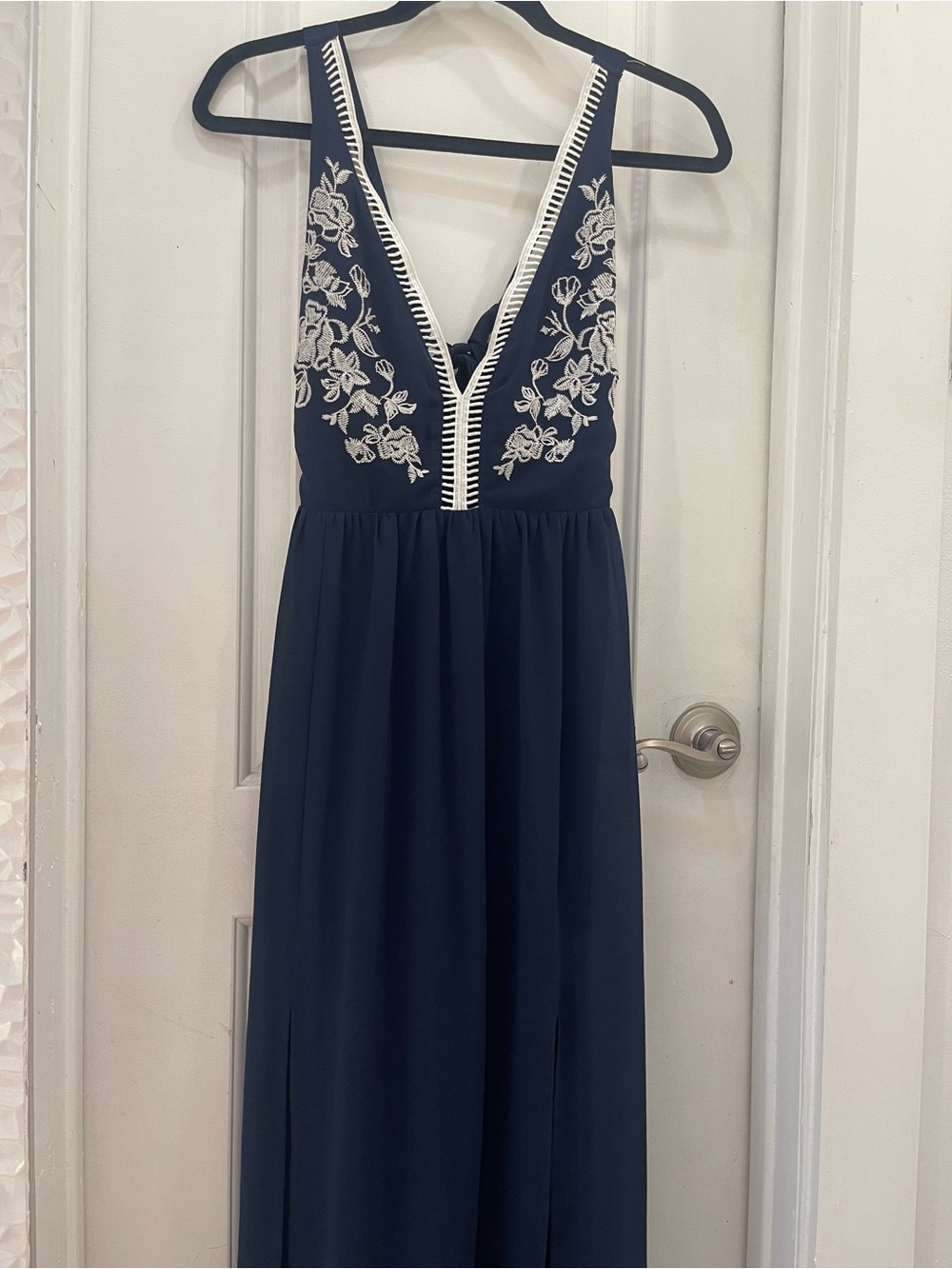 Flying Tomato Navy Dress with White Label Trim